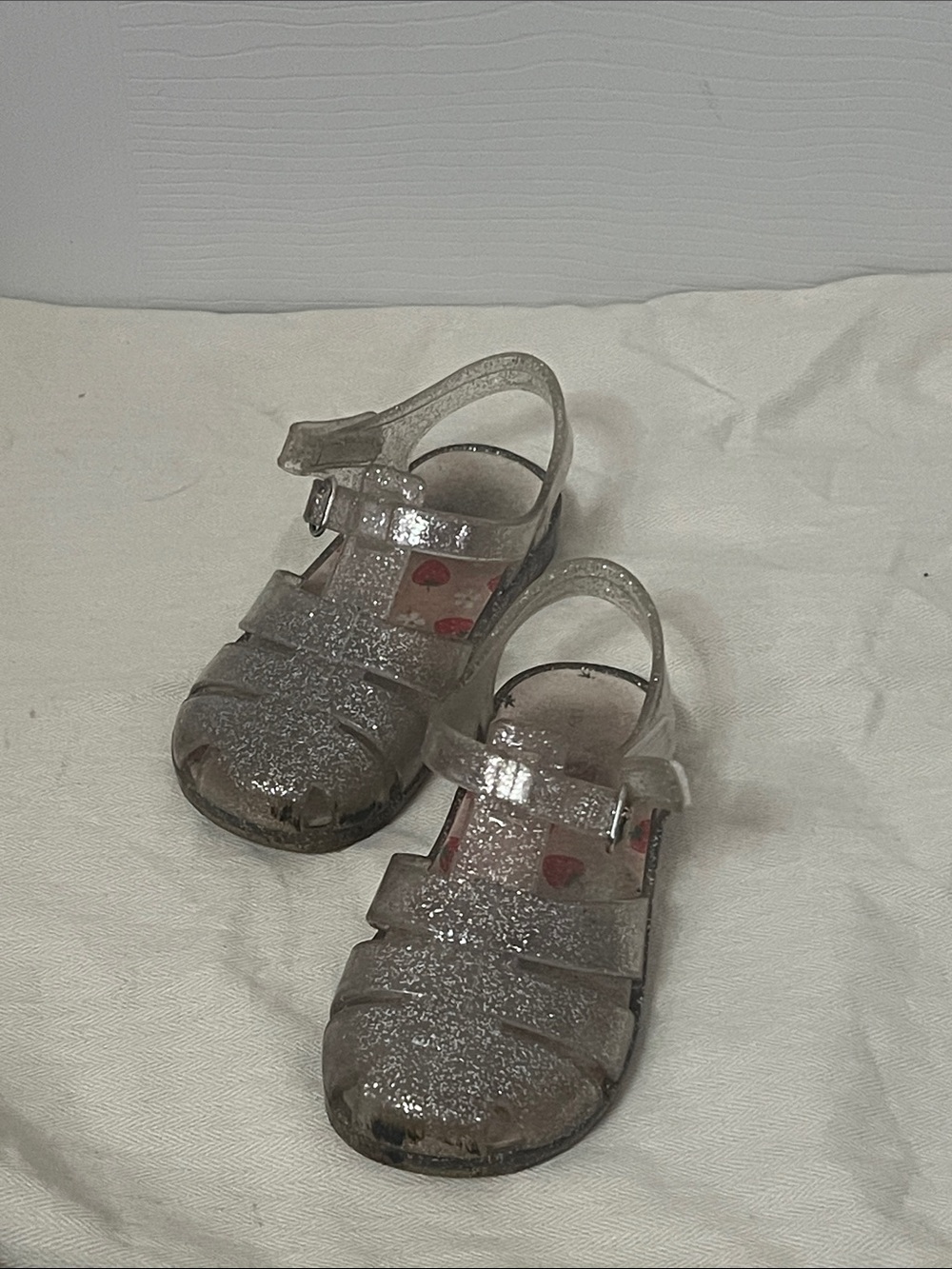 wonder nation Clear Glitter Jelly Sandals - Silver